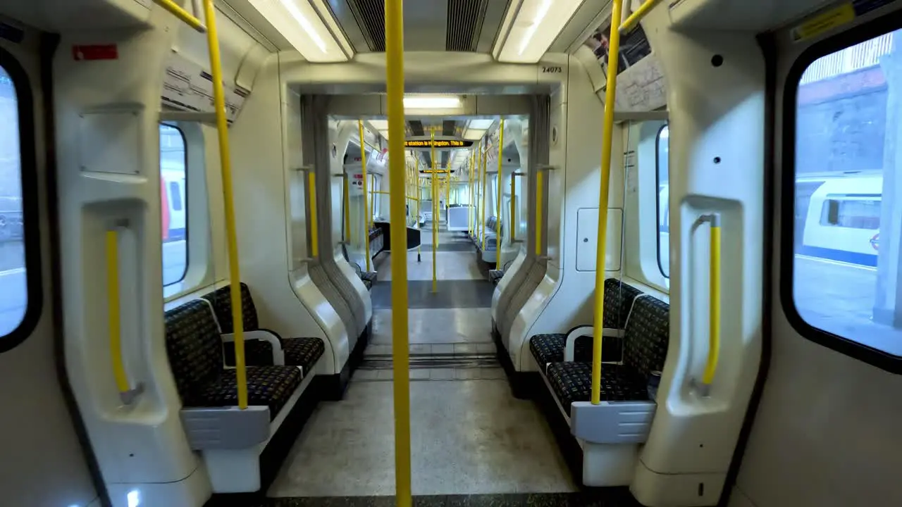 10 February 2023 POV Walking Through Empty Metropolitan Line Train Waiting At Uxbridge Station