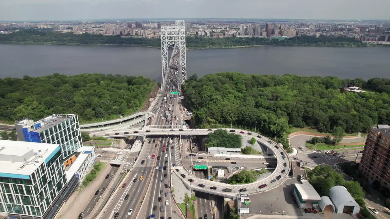 Hectic traffic pattern to enter the George Washington Bridge Fort Lee NJ