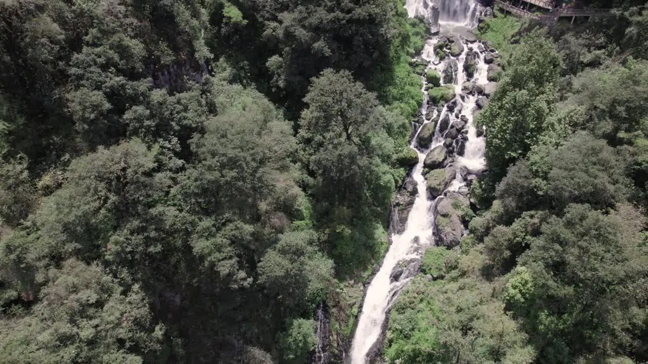 Cinematic Aerial drone shot of a Waterfall and River in the Mountains