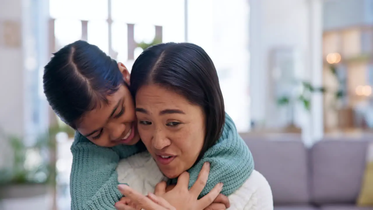 Support love and mother hugging her child