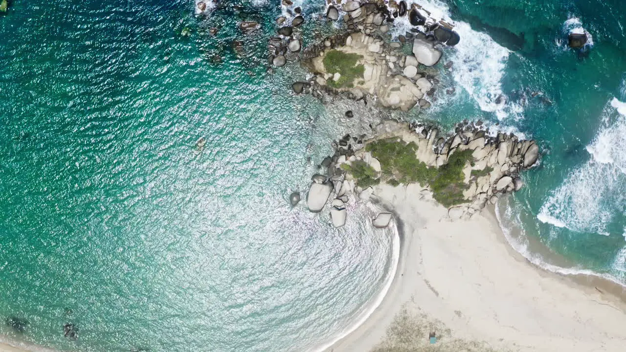 Bird's eye fire of exotic beach in Colombia