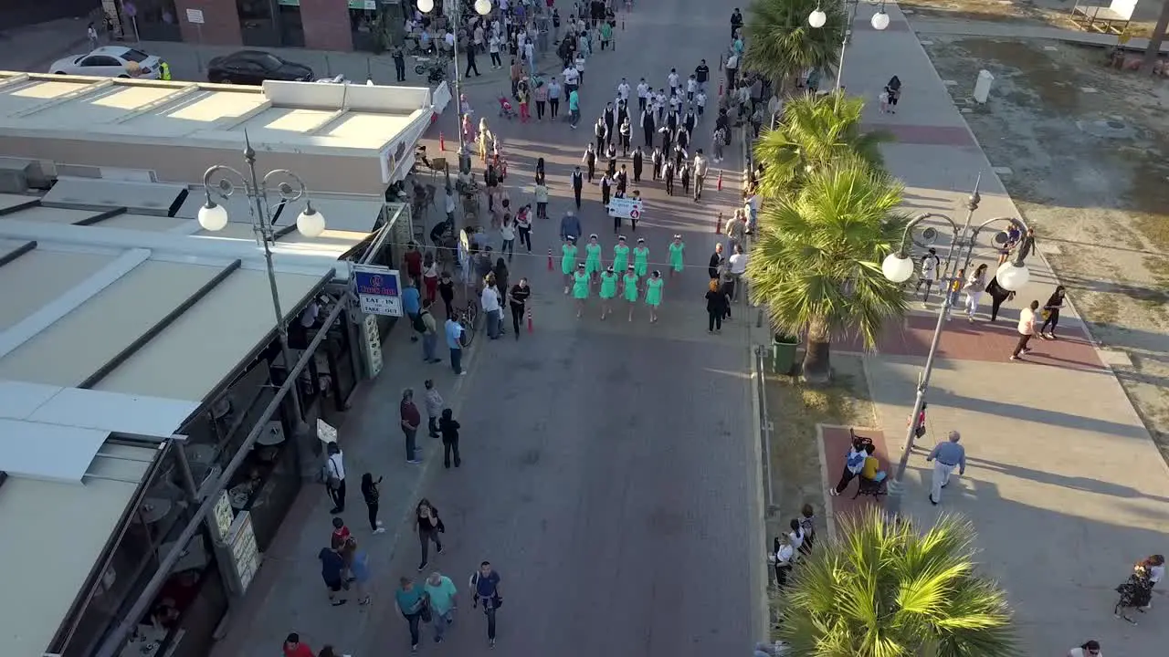 Drone Flying Low Over People Celebrating Larnaca Festival