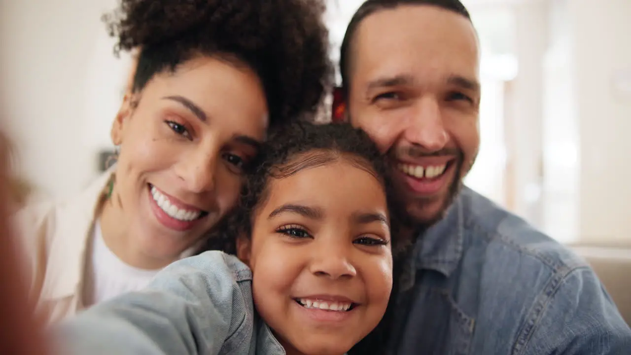 Happy family kid and selfie with smile