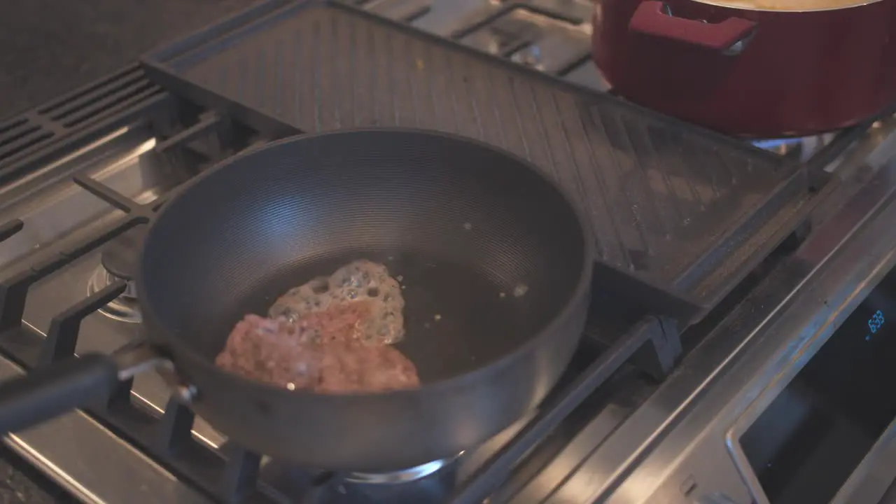 Cooking ground beef in a skillet