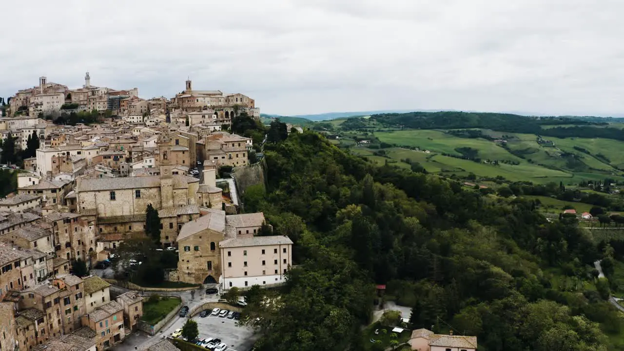 Aerial view of Montepulciano Tuscany in Italy's countryside