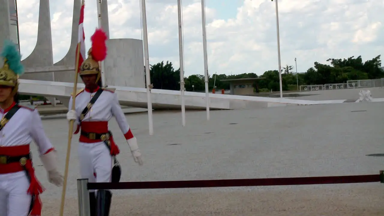 Presidential guard marches at the Esplanada Palace in Brasilia Brazil