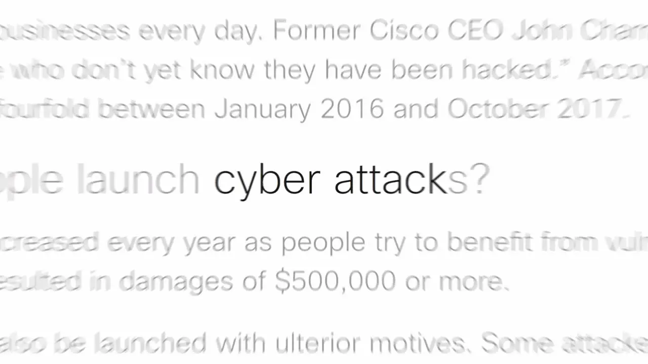 Zoom in on animation of news stories containing phrase cyber attack