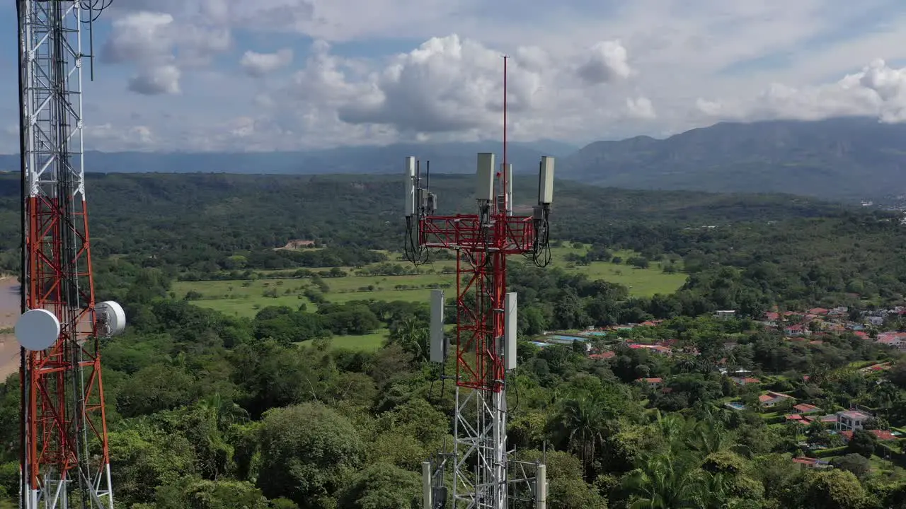 zoom out of mobile technology antennas with a drone