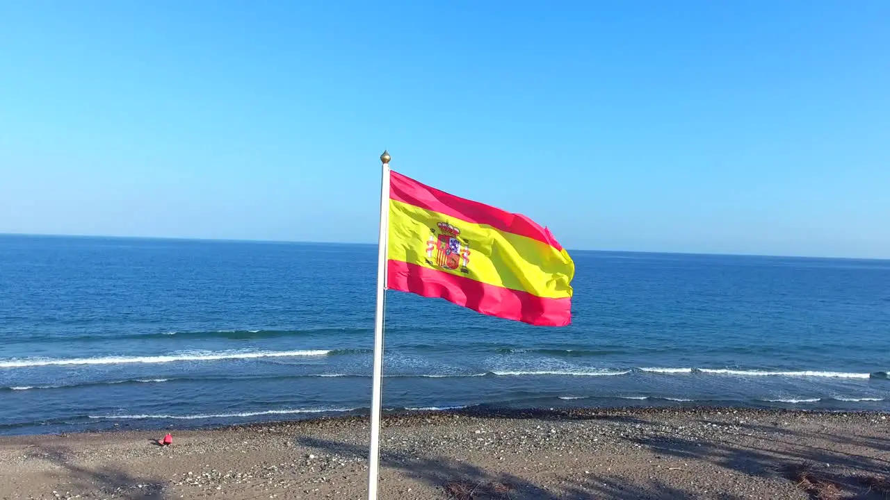 spanish flag on the beach filmed in marbella Spain