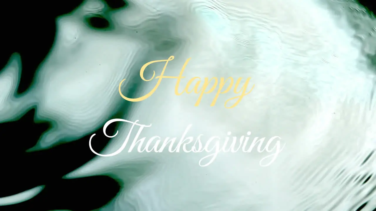 Happy thanksgiving text against water effect over textured green background