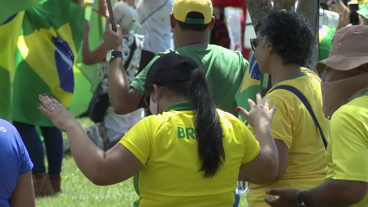 Right wing supporters of President Bolsonaro pray in support of the military regime