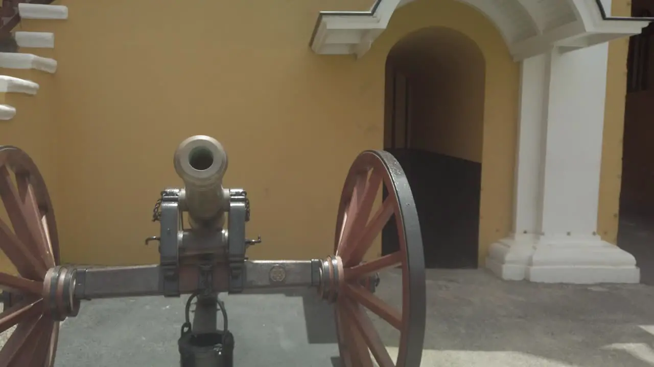 Cannon standing in the door of a fort