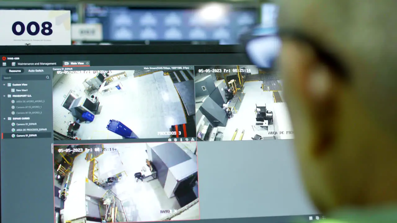 shot of computer screen with view of surveillance cameras