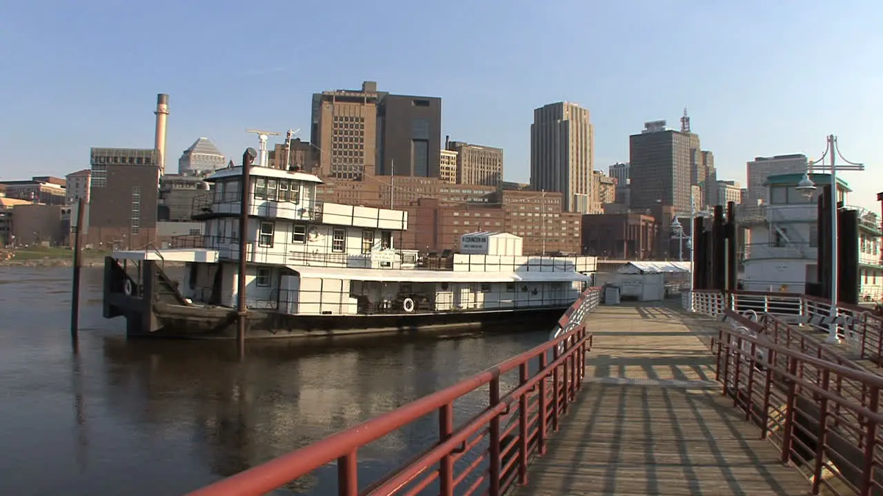 Gangplanks to boats and St Paul