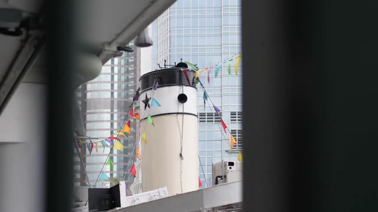 Bunting Flags on Ship Funnel