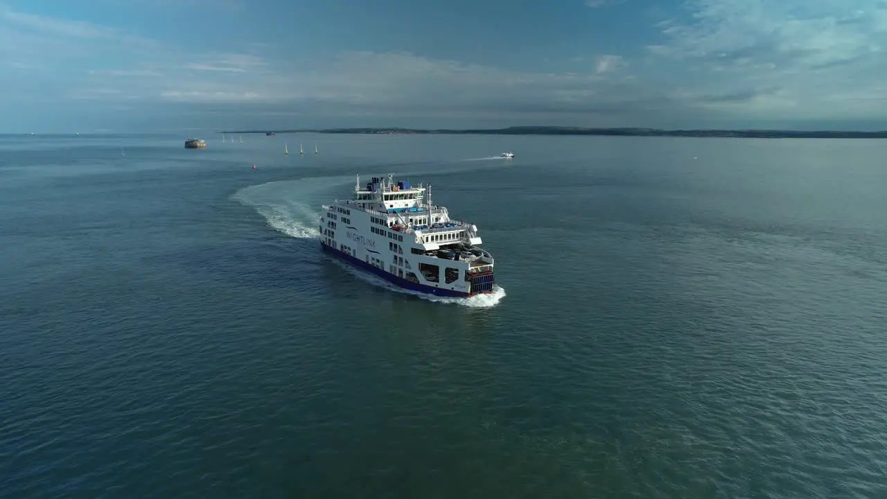 Wightlink Ferry Cruising Across Calm Sea In The Isle Of Wight UK