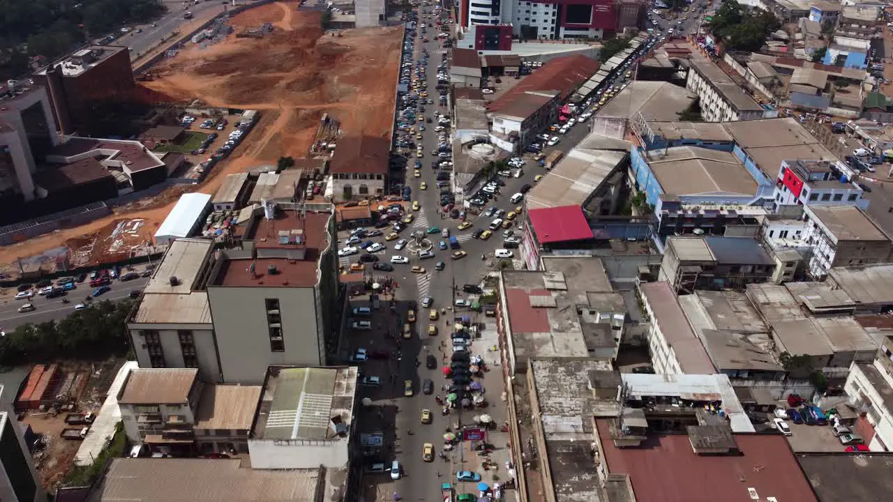 Yaounde City Streets and Building Rooftops in Developing Country of Cameroon Aerial