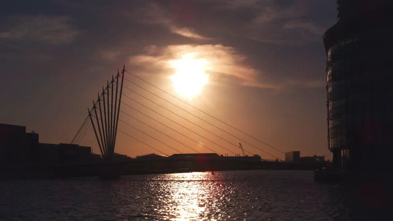 Manchester UK 4 May 2017 Timelapse Sequence Of Media City Buildings In Manchester At Dusk