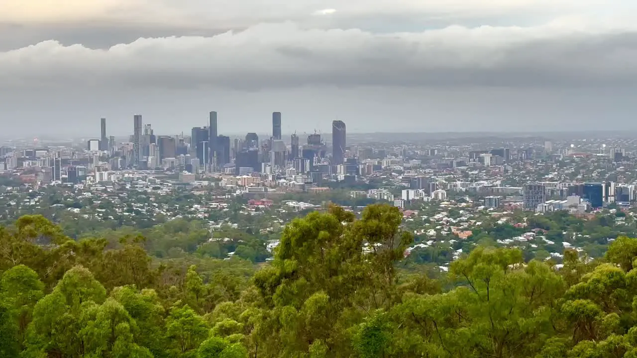 View over the city of Brisbane from Mount Coot-Tha Summit Lookout in Queensland Australia