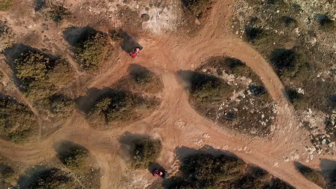 Two Four Wheelers race around the bending trails in Cavo Greko Cyprus