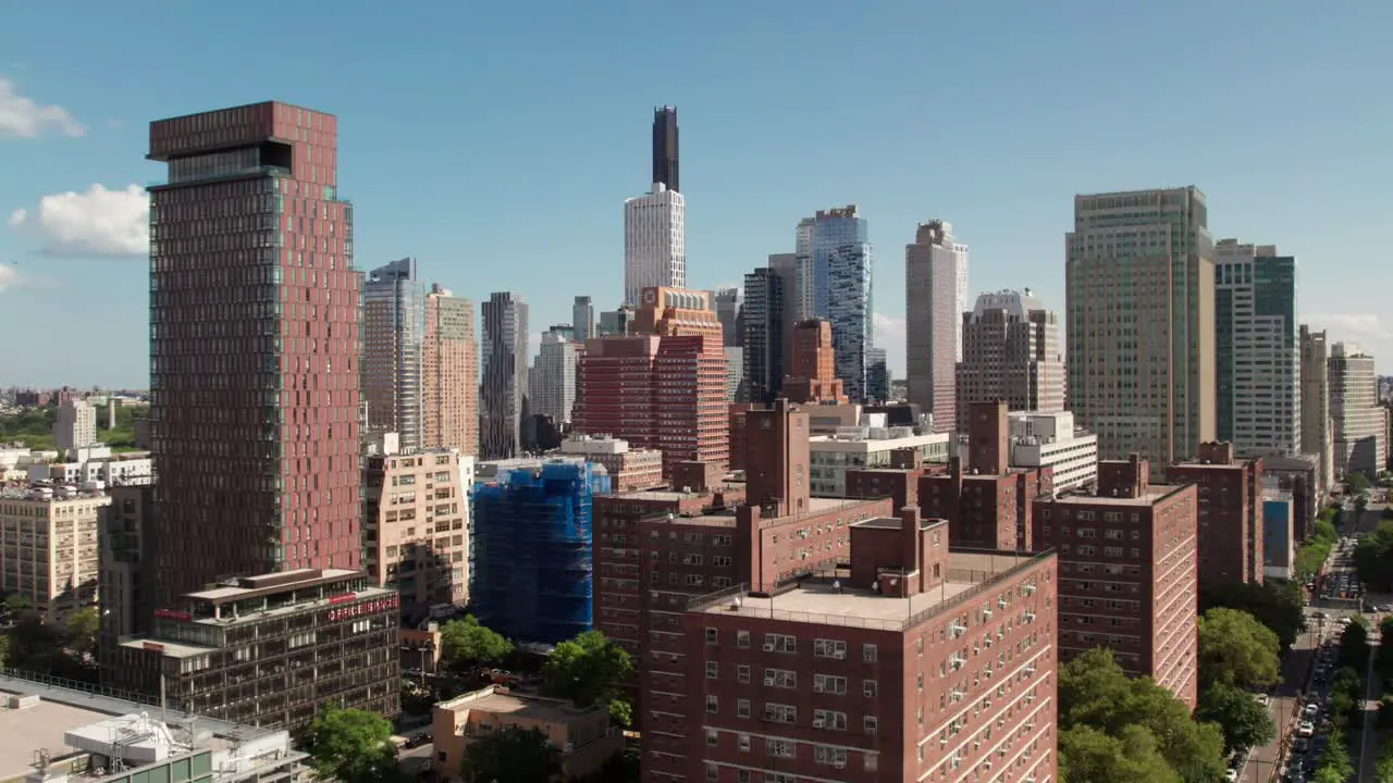 Brooklyn skyline New York clean 4K drone shot