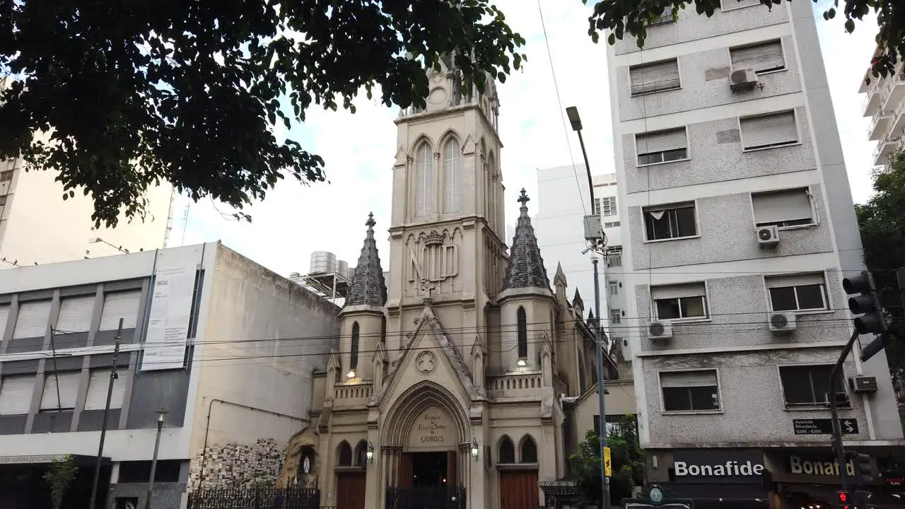 Streets of Buenos Aires City Argentina Immaculate Virgin of Lourdes Church Sky in Spring Rivadavia Avenue Pope Francis Neighborhood