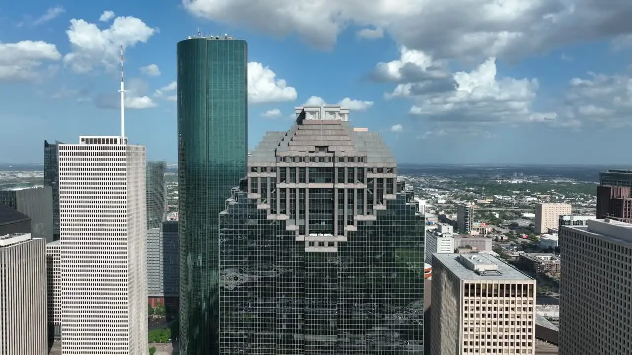 American skyscraper towers on sunny day in USA