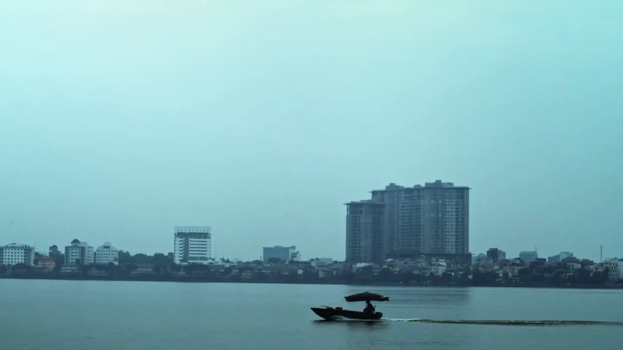 Handheld view of Hanoi city in the dusk