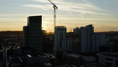 Drone Shot Orbiting High Rise Buildings In Cardiff 06