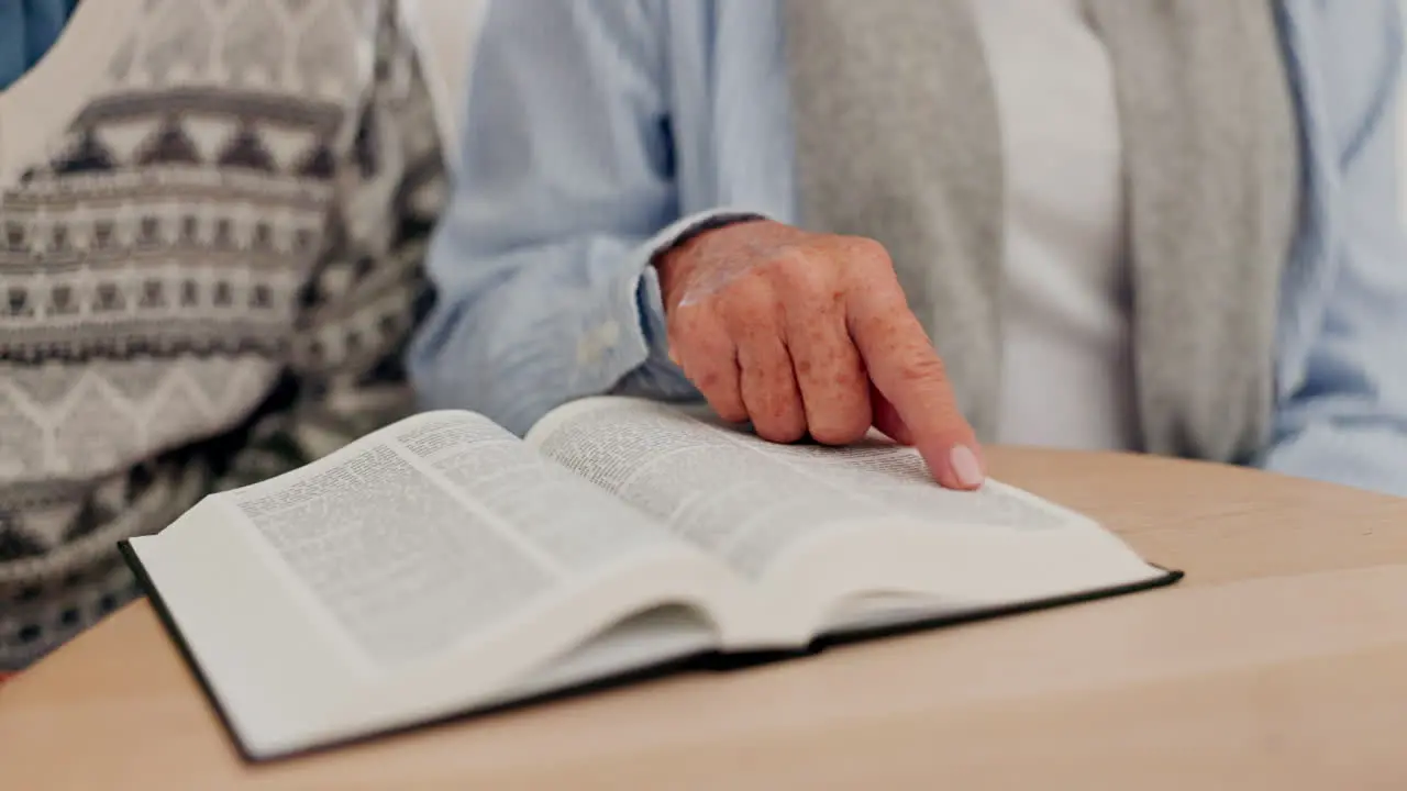 Man hand and bible study on table with priest