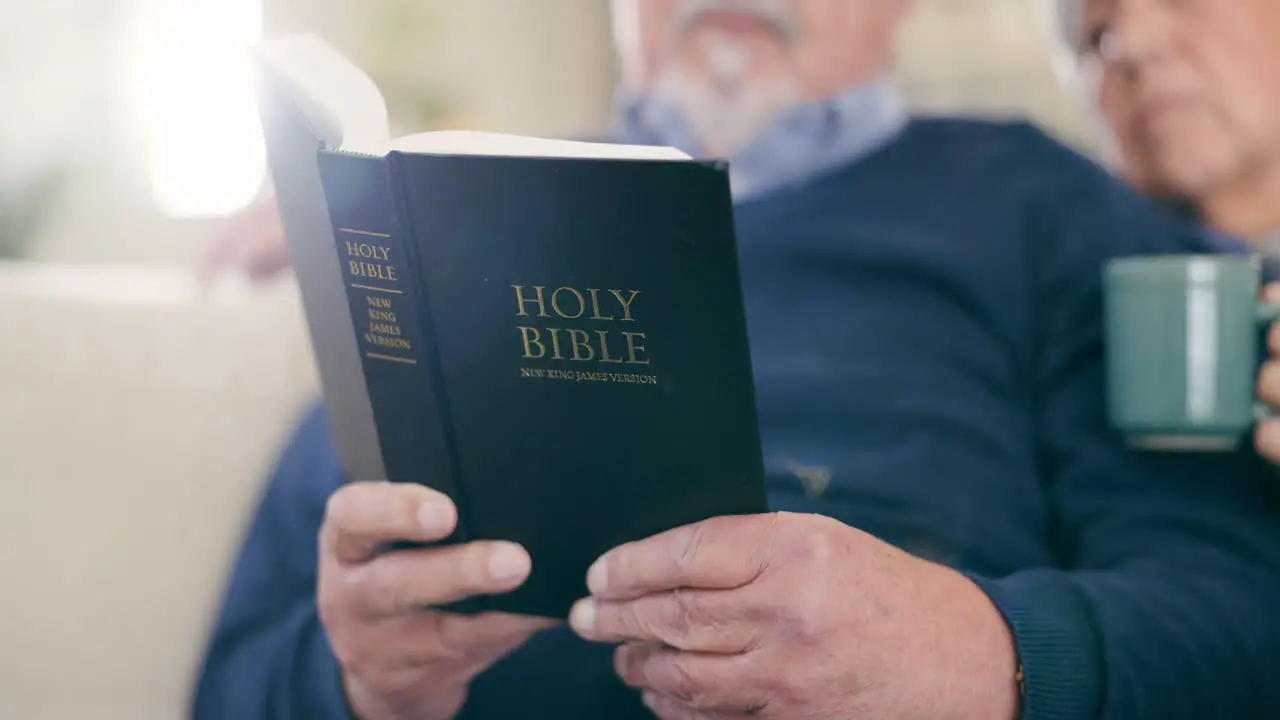 Home hands and senior couple with bible