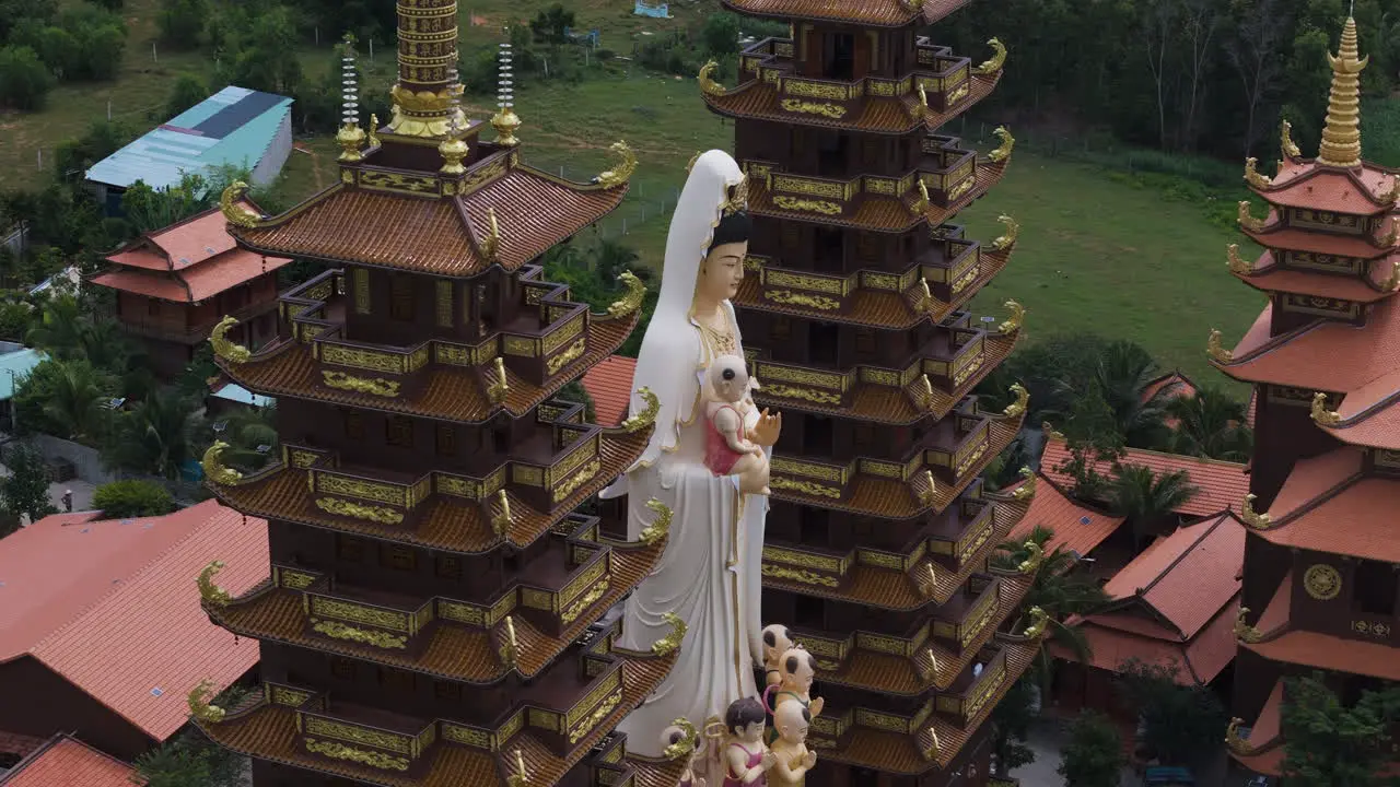 Aerial over the Chùa Thiện Quang Temple in Vietnam