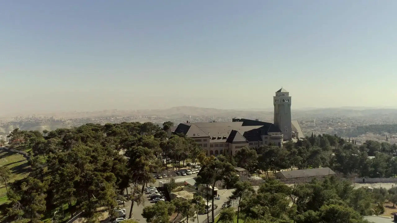 Augusta Victoria hospital building and surrounding nature in Jerusalem Israel