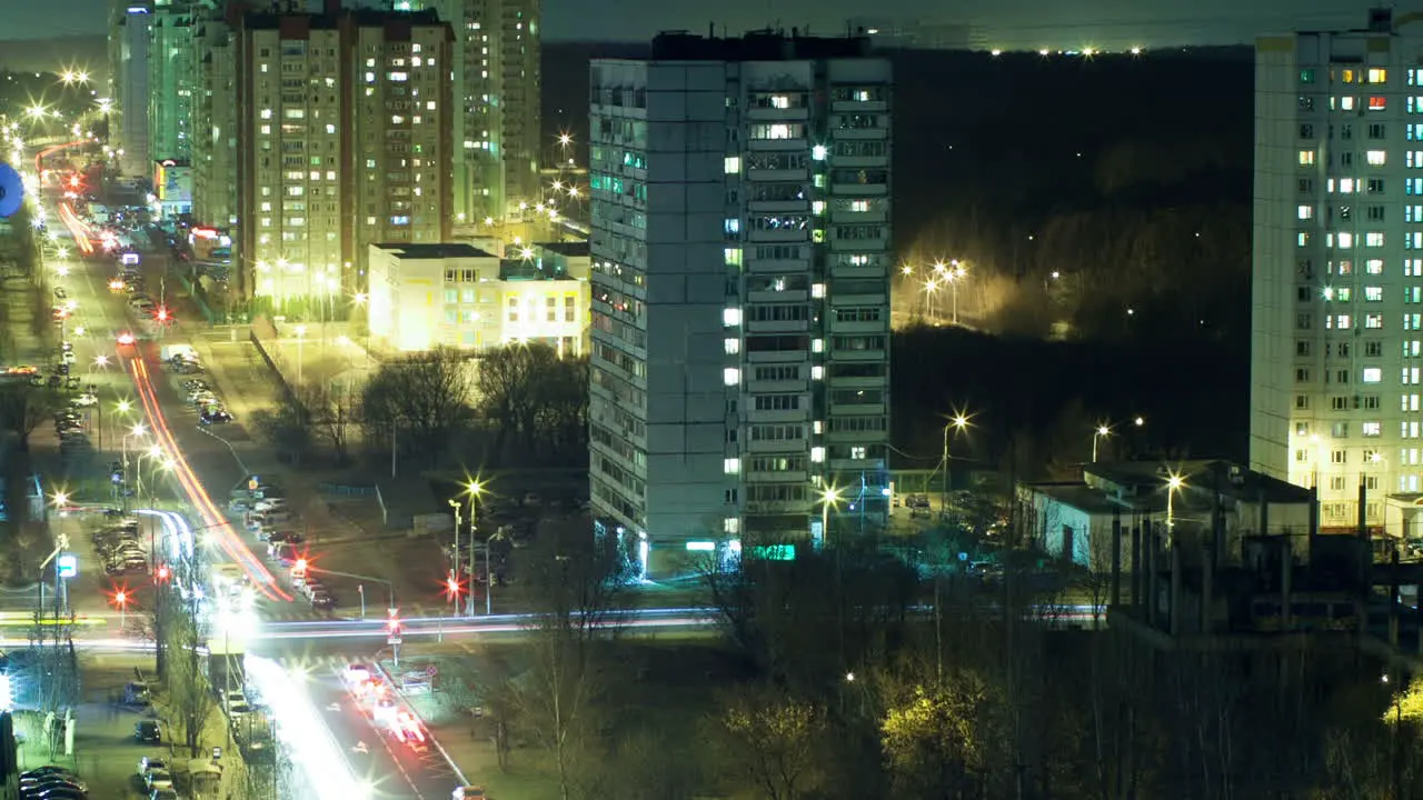 Timelapse of intense city life at night