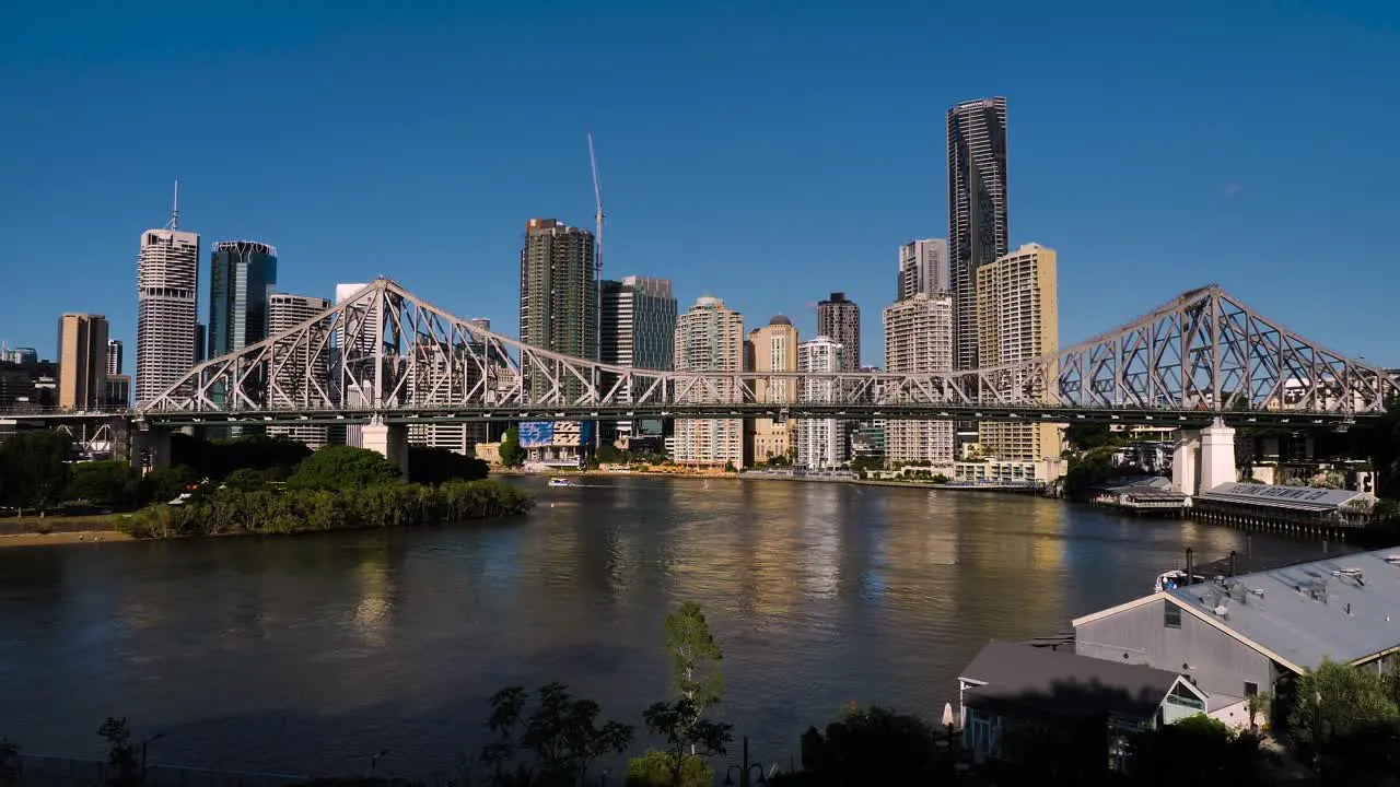 View across the Story Bridge to Brisbane City from Wilson Outlook Reserve New Farm