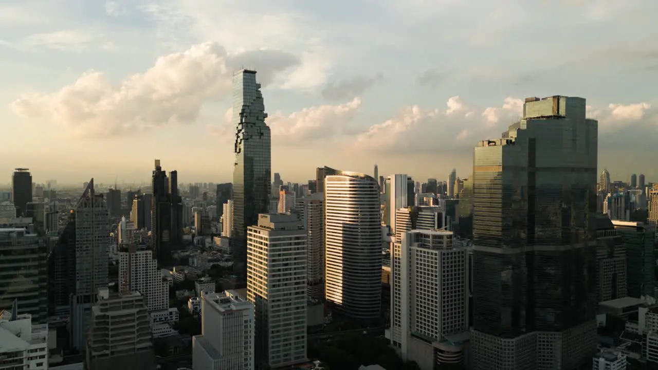 Bangkok City Sunset Skyline Aerial view of Bangkok Downtown