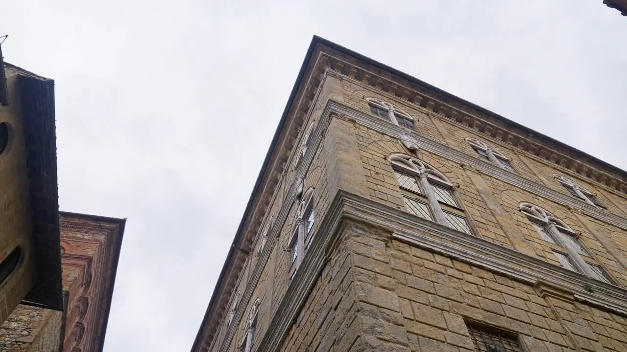 Looking Up On The Architecture Of Palazzo Piccolomini Museum In Pienza Italy