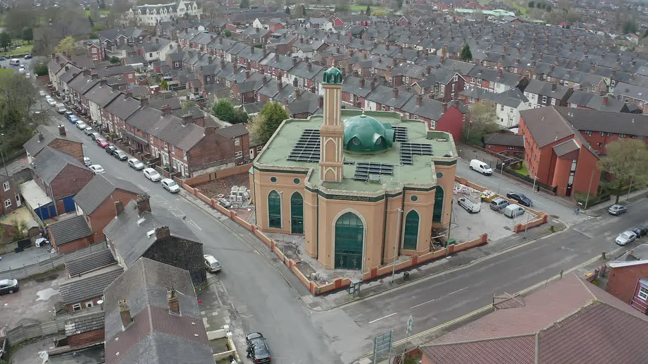 Aerial view of Gilani Noor Mosque in Longton Stoke on Trent Staffordshire the new Mosque being built for the growing muslim community to worship and congregate