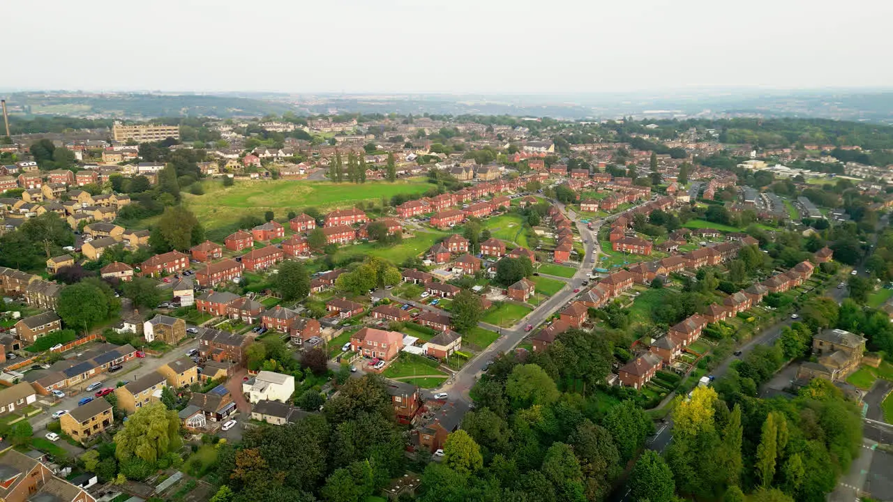 Dive into Dewsbury Moore Council estate's allure through breathtaking drone footage spotlighting the famous urban housing red-brick terraced homes and the industrial Yorkshire charm