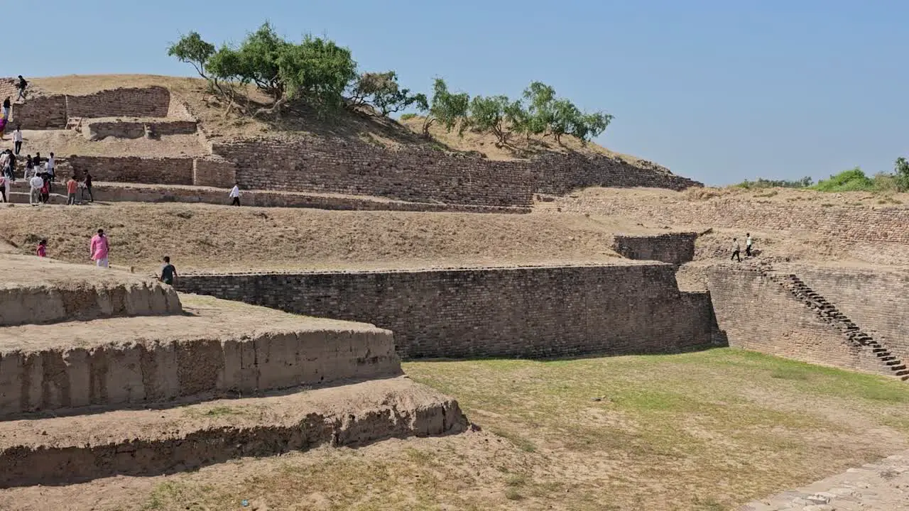 Dholavira Archeology Heritage Site panorama view where many people are watching this heritage live