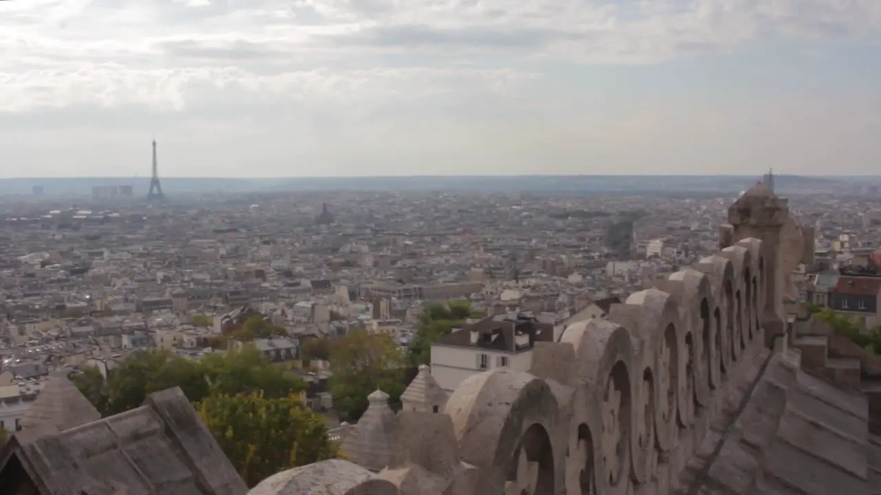 View of Paris and the Eiffel Tower from the Basilica of the Sacred Heart in Montmartre Paris