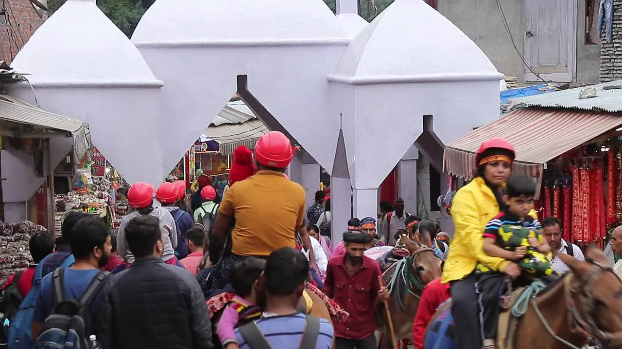 Pilgrims taking horses to reach at the top of Vaishno Devi track