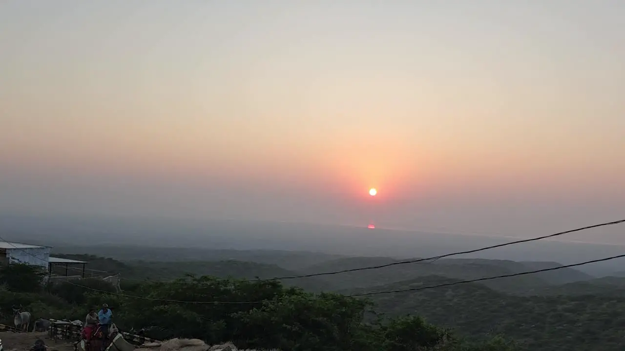 Dholavira Archeology Heritage Site camera zooming in showing sunset