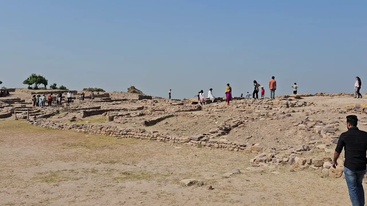 Front view Dholavira Archeology Heritage Site many tourists are coming to see the 5000 year old civilization