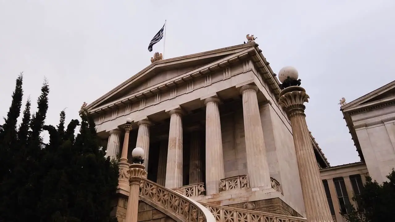 National Library in Athens Greece on cloudy day