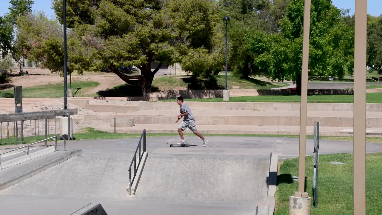 Boy skateboards across the Wedge Skate Park Scottsdale Arizona