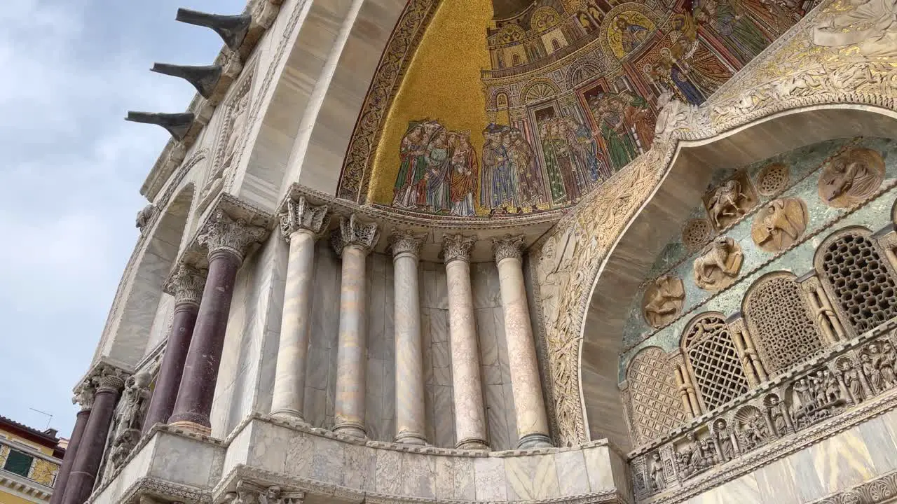 Close Up Details of St Mark's Basílica de San Marcos Exterior Venice Italy