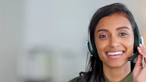 Happy friendly and smiling face of a call center