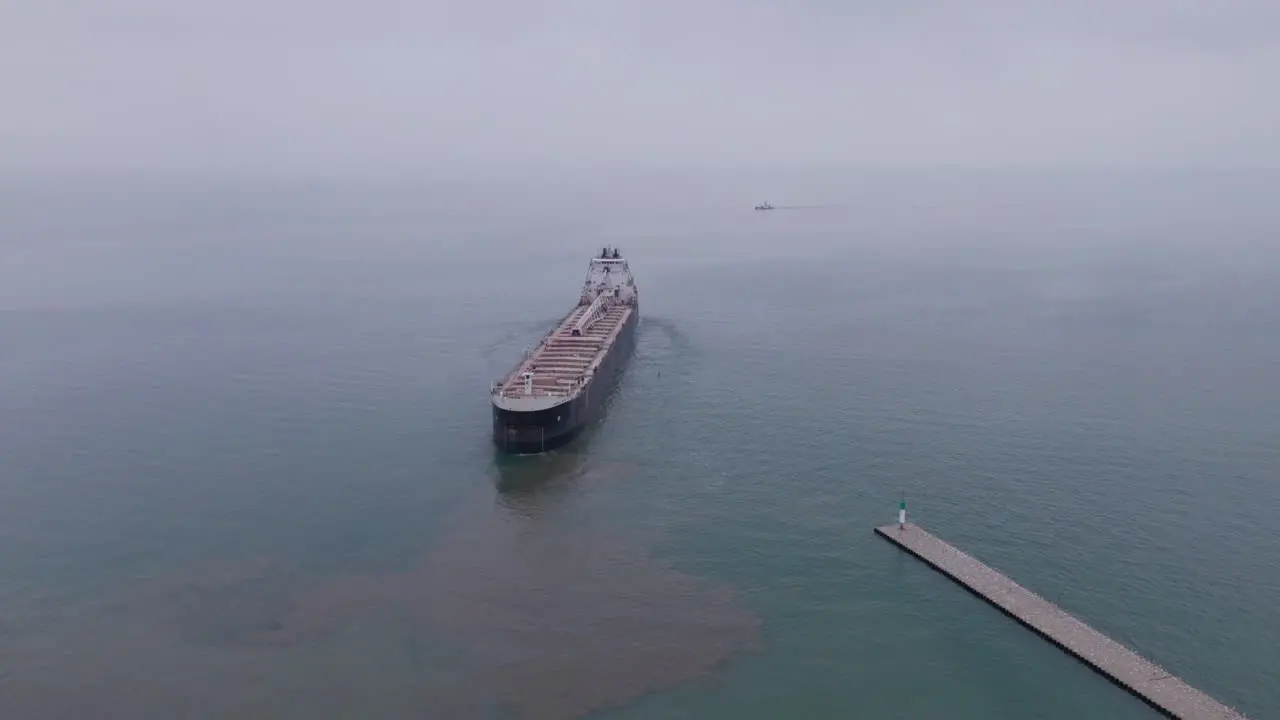 Gravel Ship Of Sam Laud Sailing At The Calm Water Of Lake Erie In Ontario Canada