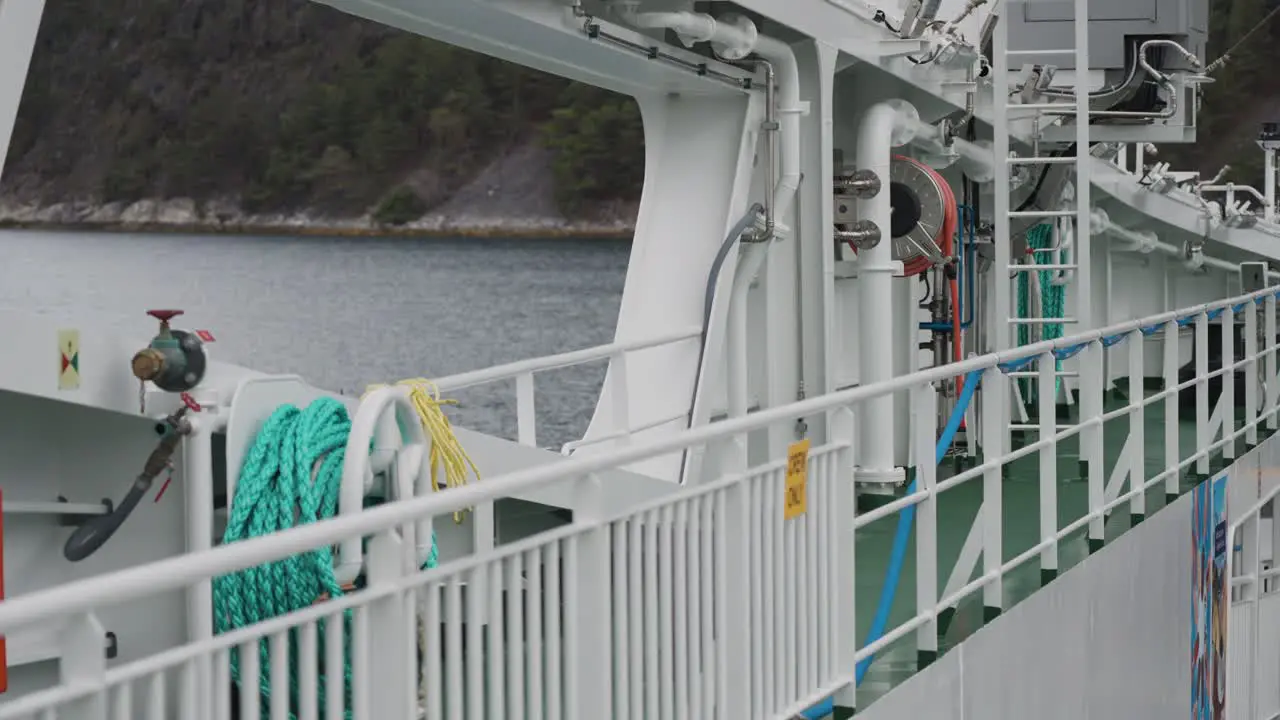 On board the upper deck of the passenger ferry in Norway